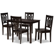 Baxton Studio Luisa Modern and Contemporary Transitional Dark Brown Finished Wood 5-Piece Dining Set
